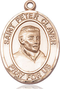 Extel Large Oval 14kt Gold Filled St. Peter Claver Pendant with 24" chain, Made in USA