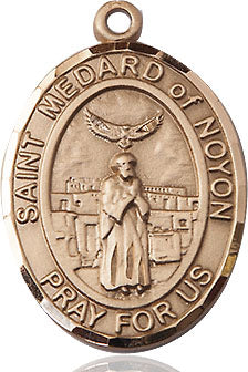Extel Large Oval 14kt Gold Filled St. Medard of Noyon Pendant with 24" chain, Made in USA