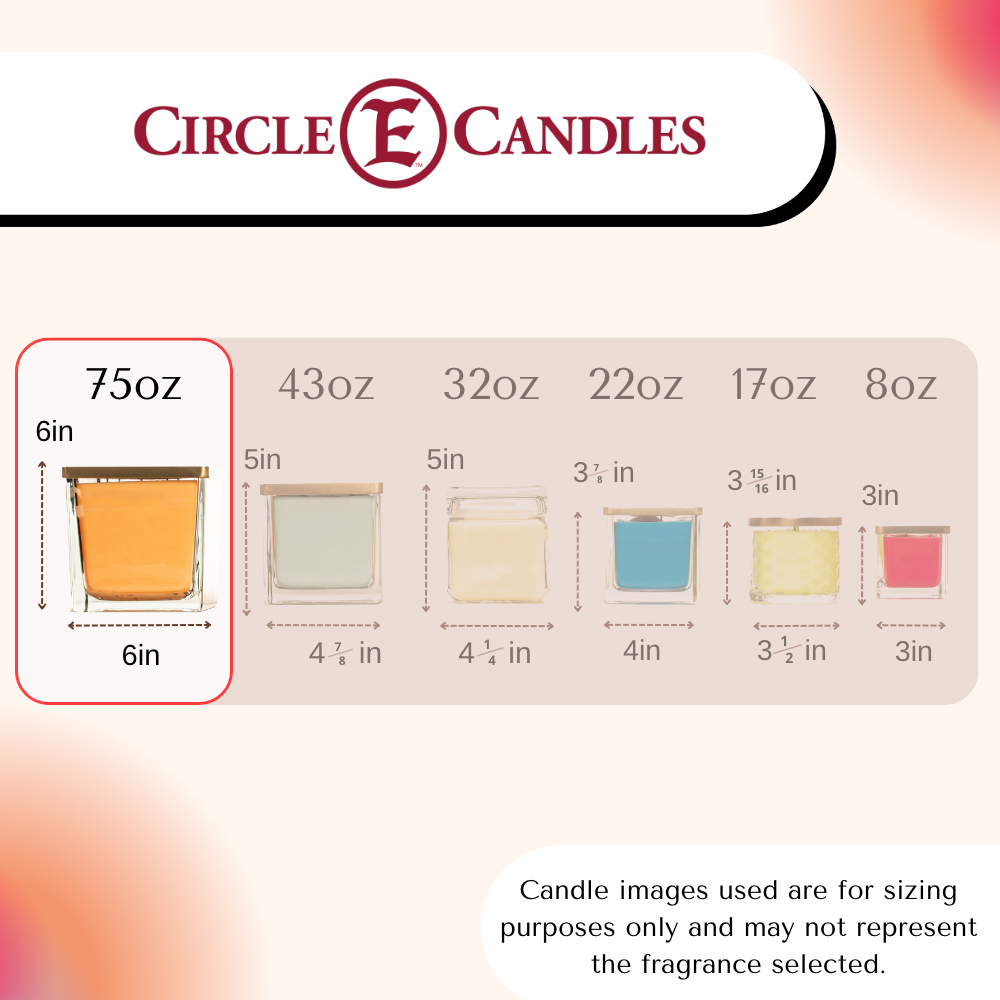 Circle E Candles, Leather Scent, Extra Large Size Jar Candle, 75oz, 5 Wicks