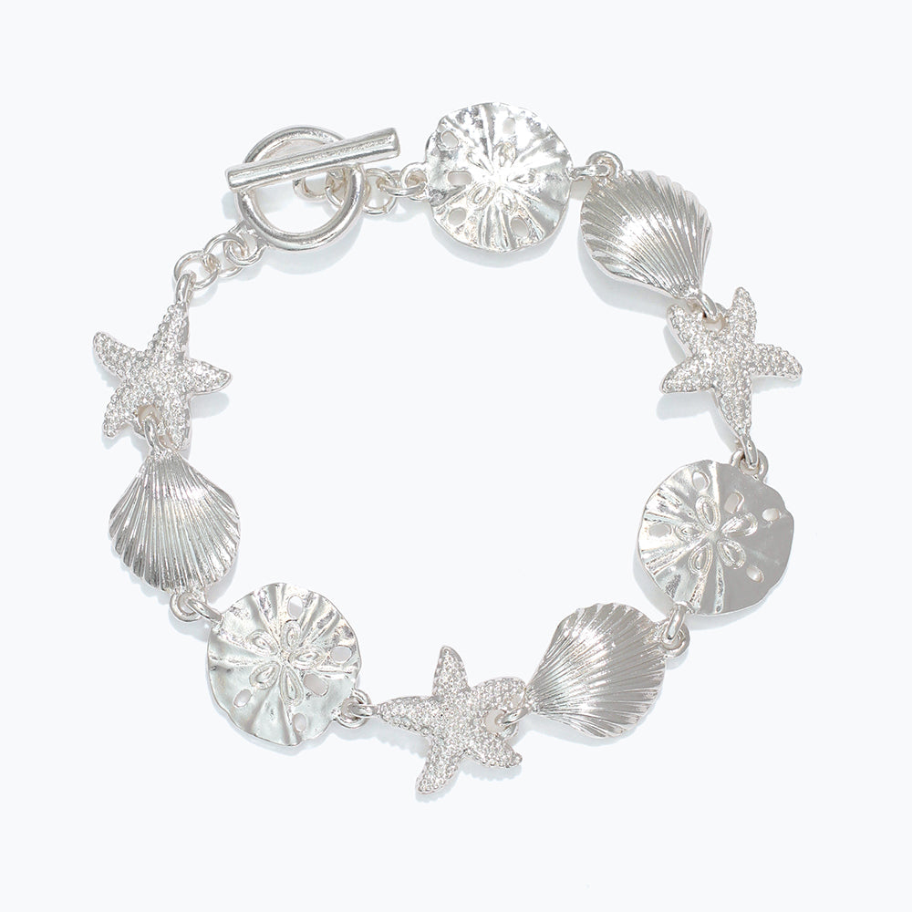 Linked Silver Sea Life Bracelet With Delicate Motifs