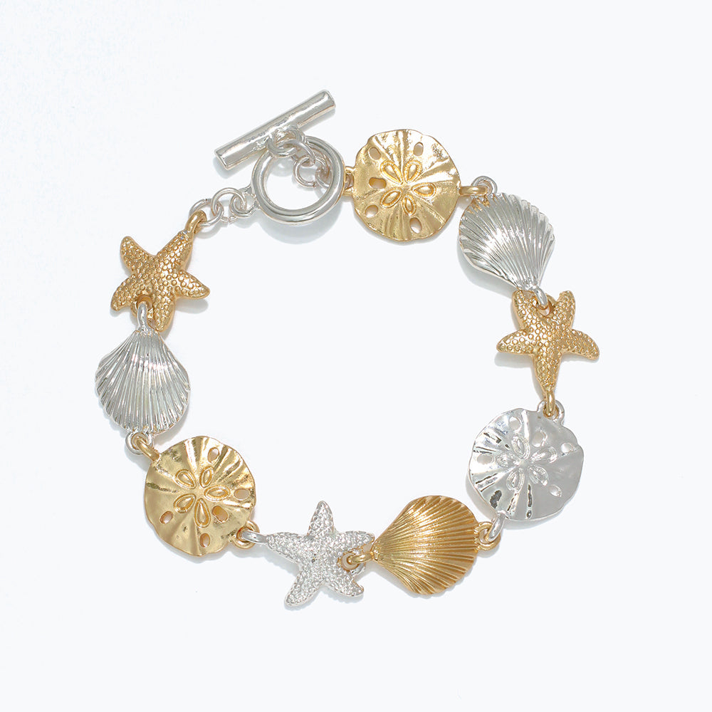Two Tone Sea Life Bracelet Nautical Ocean Jewelry Delicate
