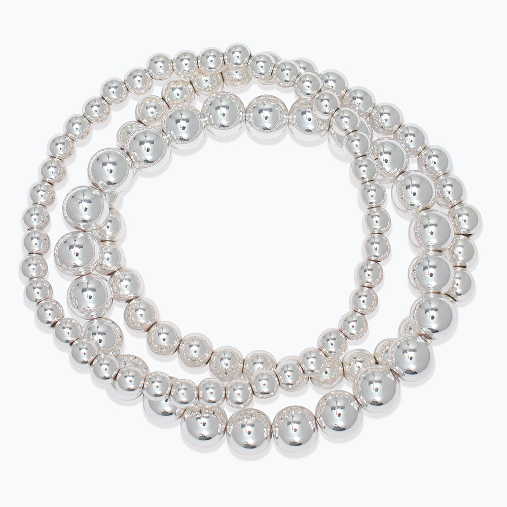 High Polished Three Strand Bracelet For Women Modern