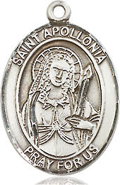 Extel Medium Oval Sterling Silver St. Apollonia Pendant with 18" chain, Made in USA