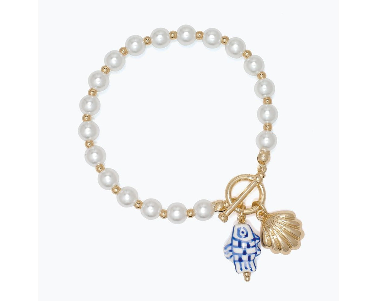 Bracelet-Hand Painted Fish on Pearl