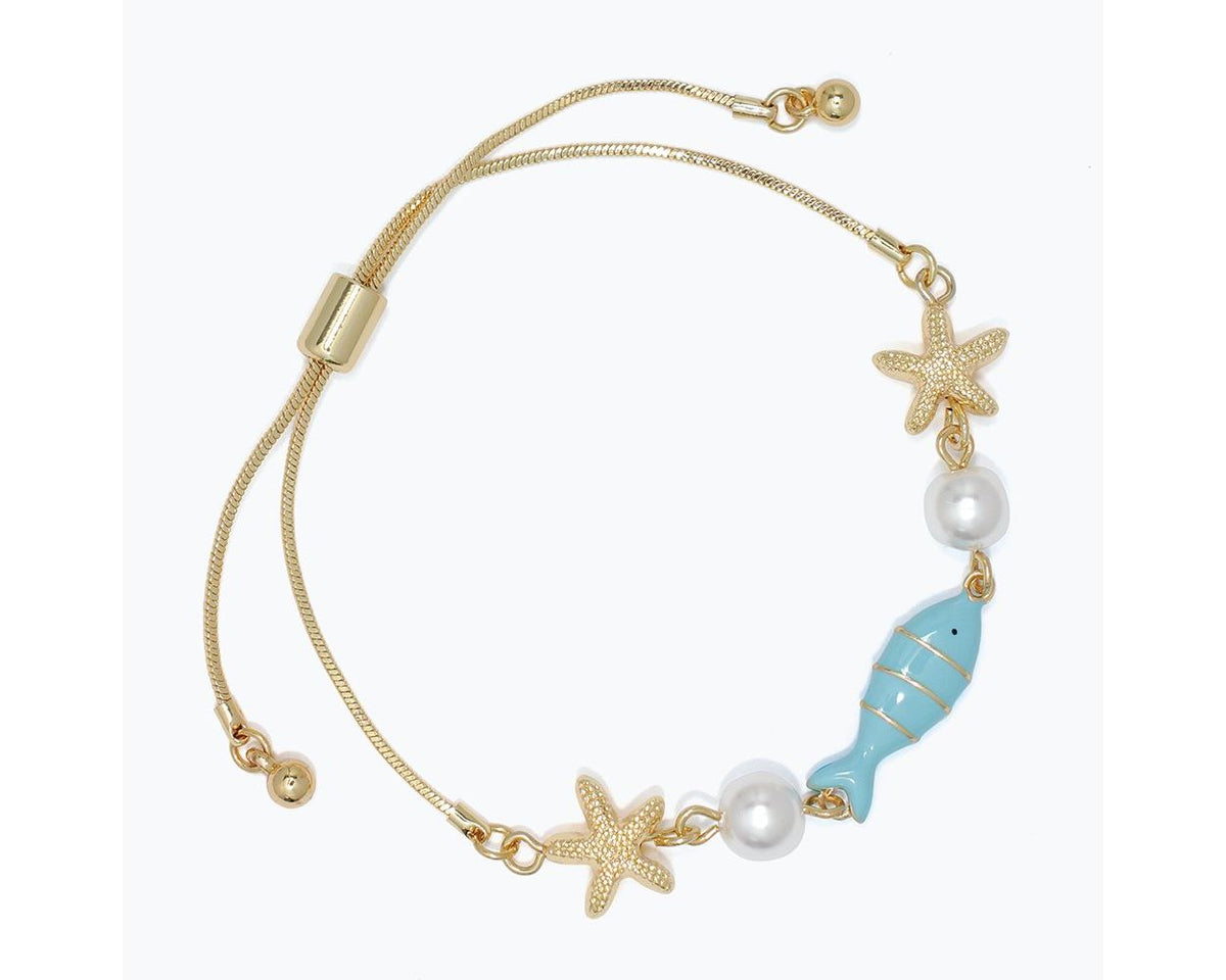 Bracelet-Gold w Starfish & Aqua Fis