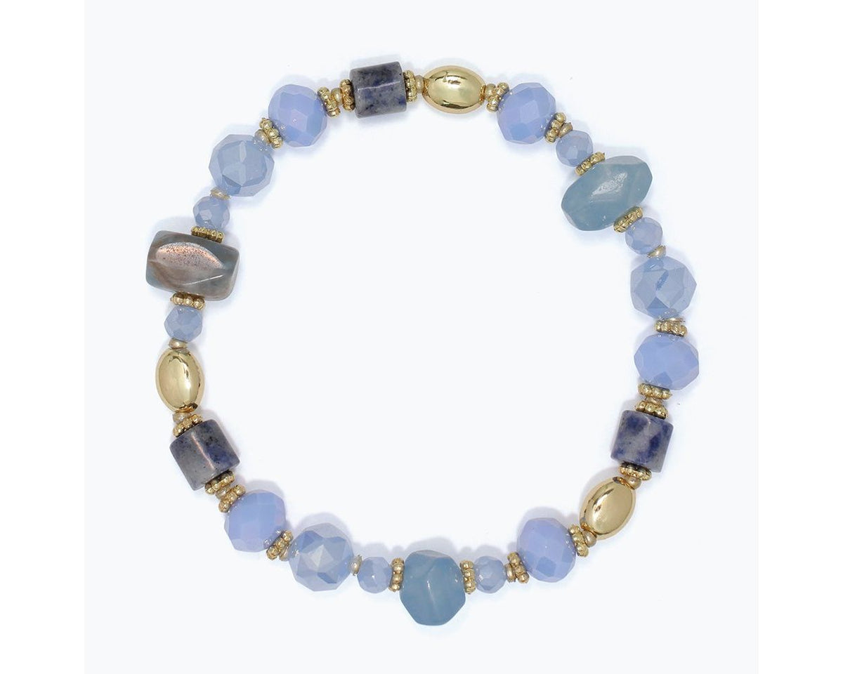 Bracelet-Multi Blue Beads w Sodalit