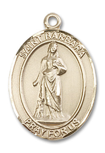 Extel Medium Oval 14kt Gold Filled St. Barbara Medal, Made in USA