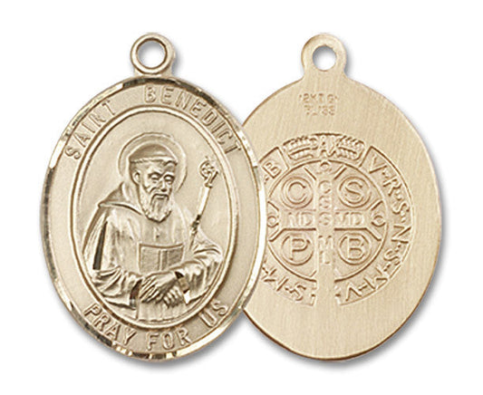 Extel Medium Oval 14kt Gold Filled St. Benedict Medal, Made in USA
