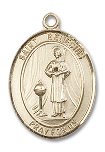 Extel Medium Oval 14kt Gold Filled St. Genesius of Rome Medal, Made in USA
