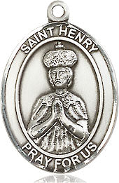 Extel Medium Oval Sterling Silver St. Henry II Pendant with 18" chain, Made in USA