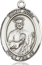 Extel Medium Oval Sterling Silver St. Jude Pendant with 18" chain, Made in USA