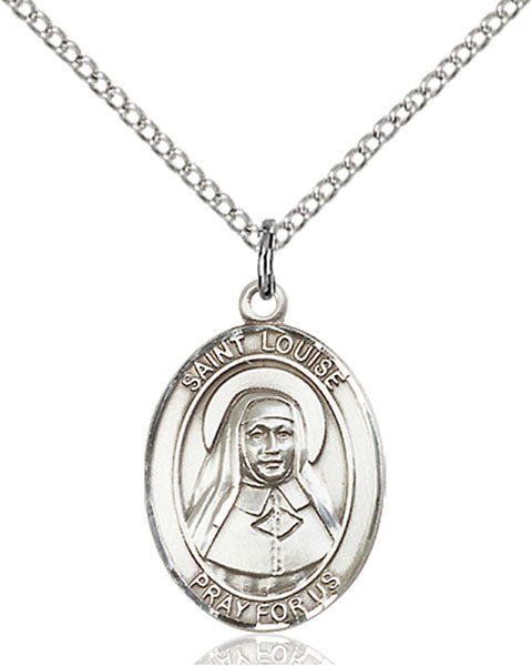 Extel Medium Oval Sterling Silver St. Louise de Marillac Pendant with 18" chain, Made in USA