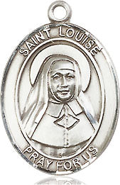 Extel Medium Oval Sterling Silver St. Louise de Marillac Pendant with 18" chain, Made in USA