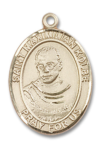 Extel Medium Oval 14kt Gold Filled St. Maximilian Kolbe Medal, Made in USA