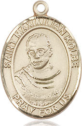 Extel Medium Oval 14kt Gold Filled St. Maximilian Kolbe Medal, Made in USA