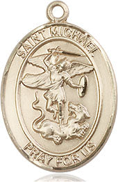 Extel Medium Oval 14Kt Gold Filled St. Michael the Archangel Medal, Made in USA