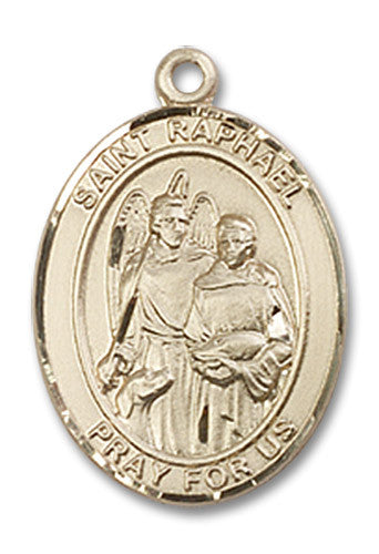 Extel Medium Oval 14kt Gold Filled St. Raphael the Archangel Medal, Made in USA