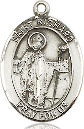 Extel Medium Oval Sterling Silver St. Richard Pendant with 18" chain, Made in USA