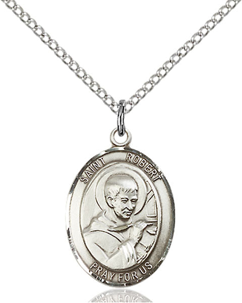 Extel Medium Oval Sterling Silver St. Robert Bellarmine Pendant with 18" chain, Made in USA