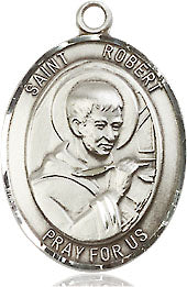 Extel Medium Oval Sterling Silver St. Robert Bellarmine Pendant with 18" chain, Made in USA