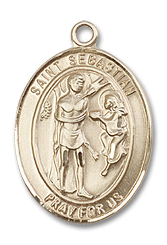 Extel Medium Oval 14kt Gold Filled St. Sebastian Medal, Made in USA