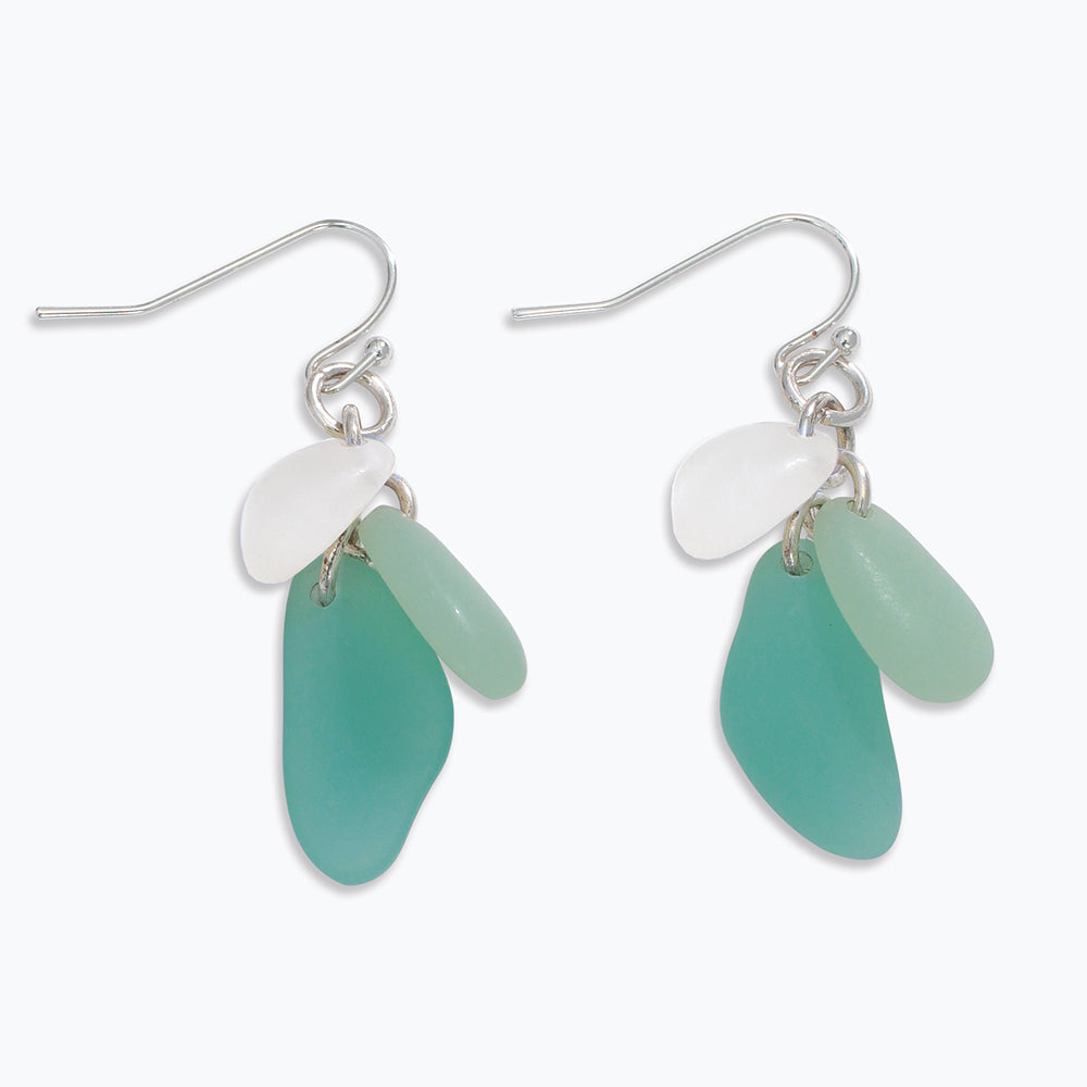 Handmade Sterling Silver Sea Glass Cluster Earrings