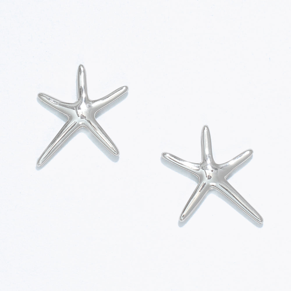 Classic Sterling Silver Starfish Earrings For Women