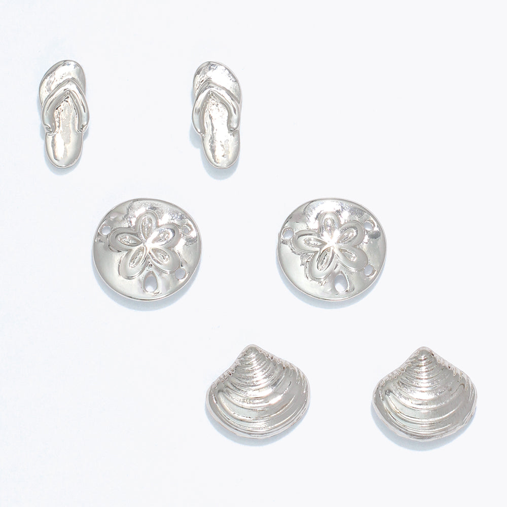 Classic Silver Coastal Trio Earrings For Everyday Style