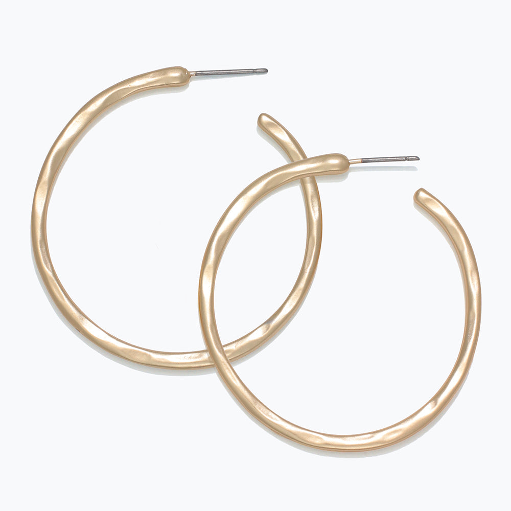 Hammered Matte Gold Earrings Lightweight Everyday Wear