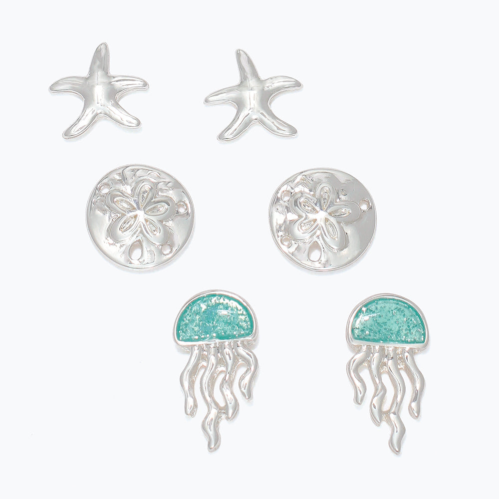 Silver Glitter Jellyfish Earrings For Ocean Lovers Gift