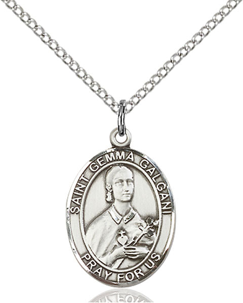 Extel Medium Oval Sterling Silver St. Gemma Galgani Pendant with 18" chain, Made in USA