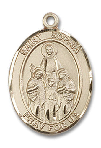 Extel Medium Oval 14kt Gold Filled St. Sophia Medal, Made in USA