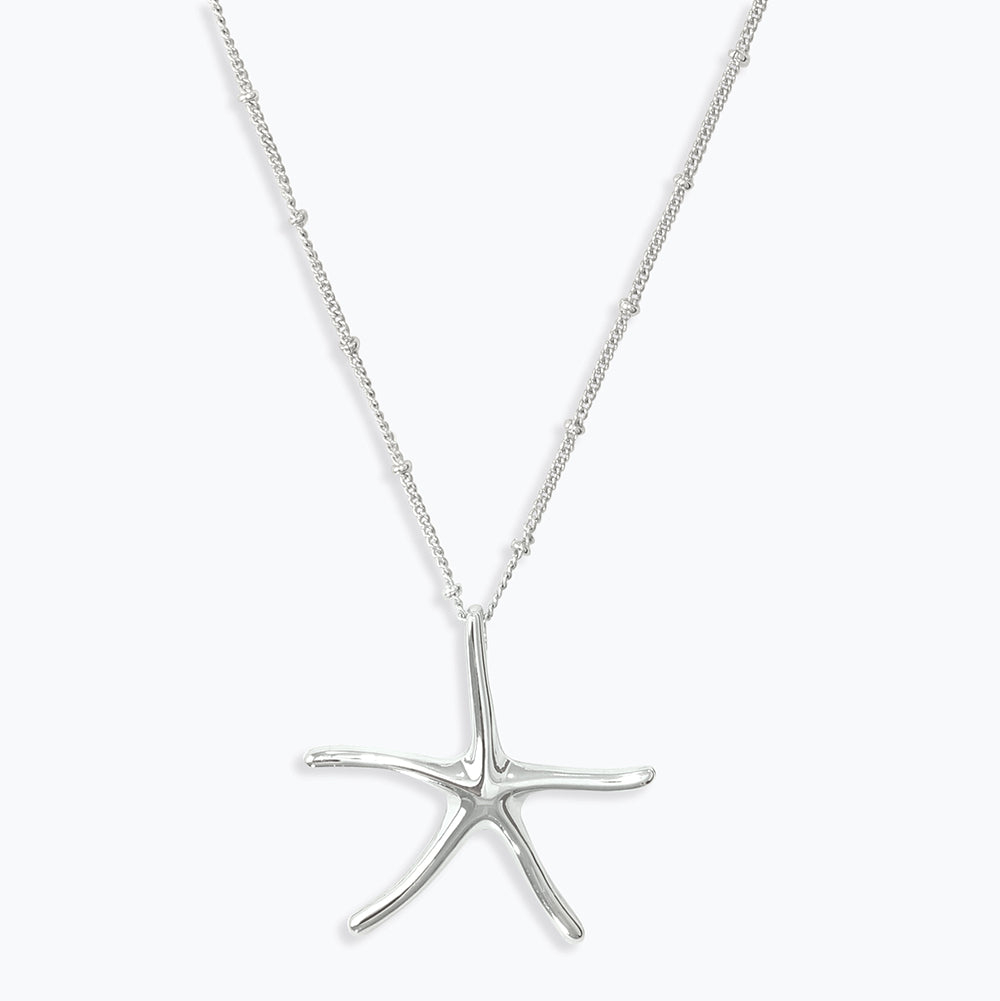 Classic Silver Starfish Pendant Necklace For Women Everyday