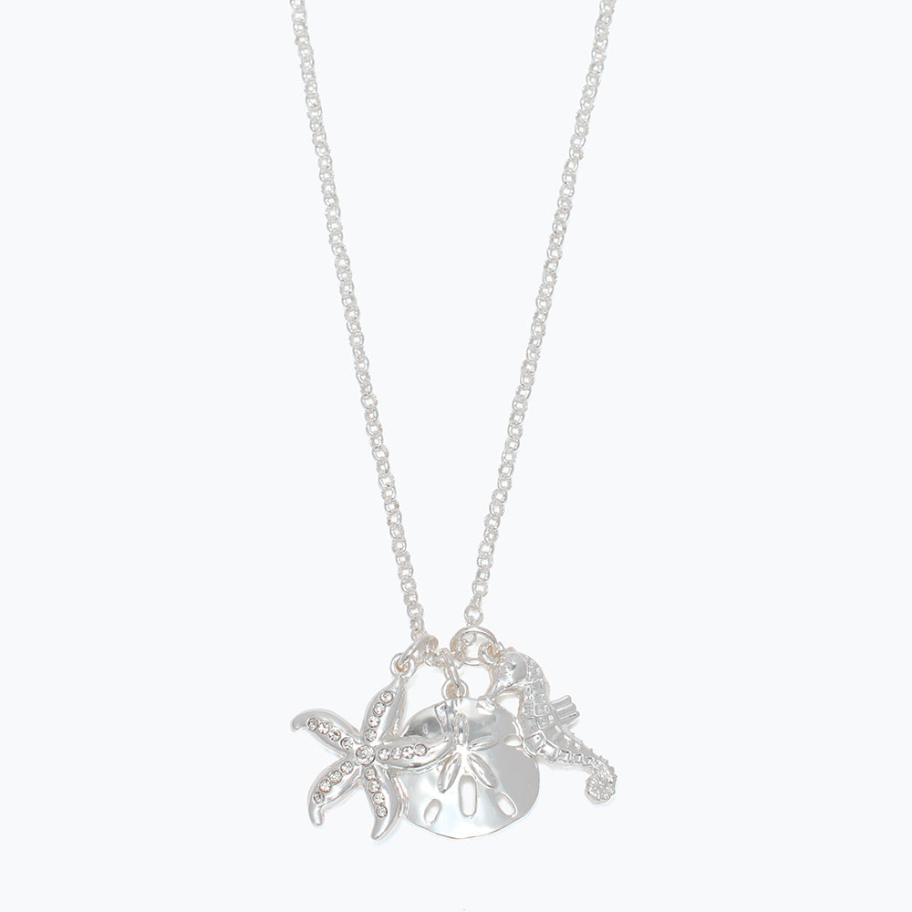 Sterling Silver Trio Crystal Charm Necklace Pendant