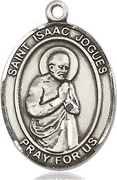 Extel Medium Oval Sterling Silver St. Isaac Jogues Pendant with 18" chain, Made in USA