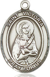 Extel Medium Oval Sterling Silver St. Victoria Pendant with 18" chain, Made in USA