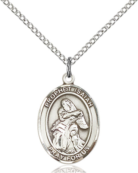 Extel Medium Oval Sterling Silver St. Isaiah Pendant with 18" chain, Made in USA