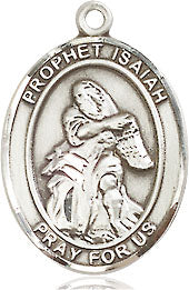 Extel Medium Oval Sterling Silver St. Isaiah Pendant with 18" chain, Made in USA