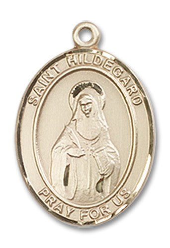 Extel Medium Oval 14kt Gold Filled St. Hildegard Von Bingen Medal, Made in USA
