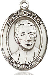 Extel Medium Oval Sterling Silver St. Eugene de Mazenod Pendant with 18" chain, Made in USA