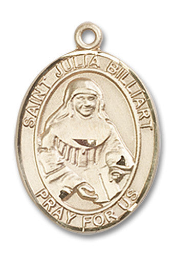 Extel Medium Oval 14kt Gold Filled St. Julia Billiart Medal, Made in USA