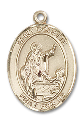Extel Medium Oval 14kt Gold Filled St. Colette Medal, Made in USA