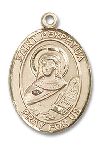 Extel Medium Oval 14kt Gold Filled St. Perpetua Medal, Made in USA