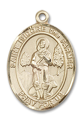 Extel Medium Oval 14kt Gold Filled St. Isidore the Farmer Medal, Made in USA