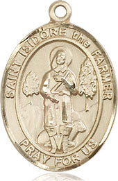 Extel Medium Oval 14kt Gold Filled St. Isidore the Farmer Medal, Made in USA