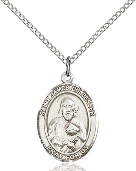 Extel Medium Oval Sterling Silver St. James the Lesser Pendant with 18" chain, Made in USA