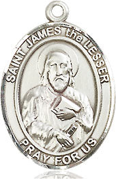 Extel Medium Oval Sterling Silver St. James the Lesser Pendant with 18" chain, Made in USA