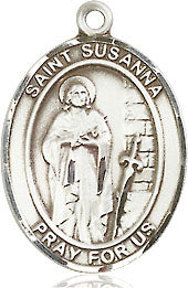Extel Medium Oval Sterling Silver St. Susanna Pendant with 18" chain, Made in USA