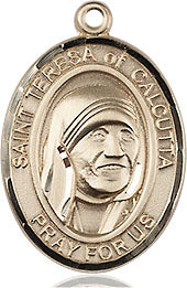 Extel Medium Oval 14kt Gold Filled Saint Teresa of Calcutta Pendant with 18" chain, Made in USA