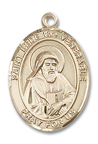 Extel Medium Oval 14kt Gold Filled St. Bede the Venerable Medal, Made in USA